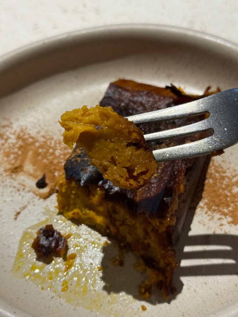 南瓜巴斯克的風味，其它地方吃不到。
— 在 Gaia Flow 全植料理。